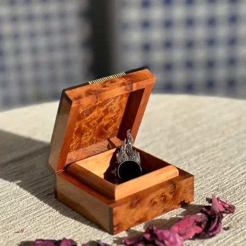 Unique Hand-Carved Thuya Wood Box from Moroccan Bazaar: Decorative Art Organizer, Versatile Wooden Jewelry Box, Antique