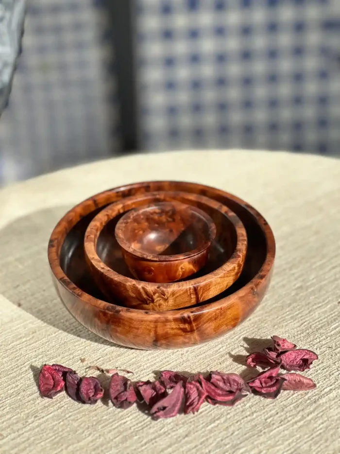 Handmade Thuya Wood Bowl Set – The Perfect Blend of Elegance and Nature
