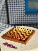 Handcrafted Wooden Chess Set with Animal Figurines
