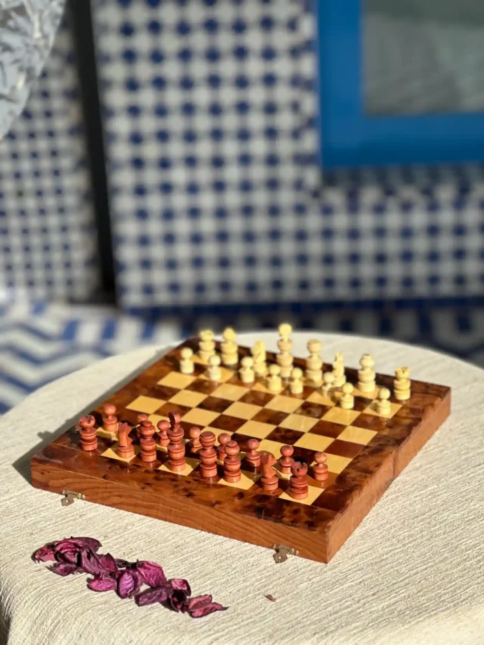 Handcrafted Wooden Chess Set with Animal Figurines