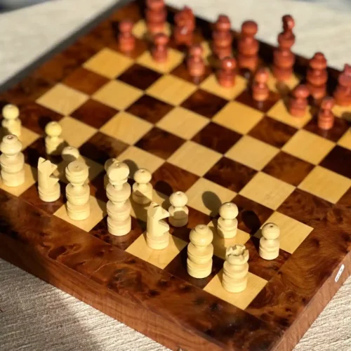 Handcrafted Wooden Chess Set with Animal Figurines