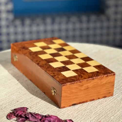 Handcrafted Wooden Chess Set with Animal Figurines