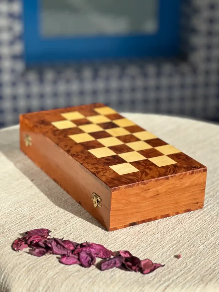 Handcrafted Wooden Chess Set with Animal Figurines - Image 4