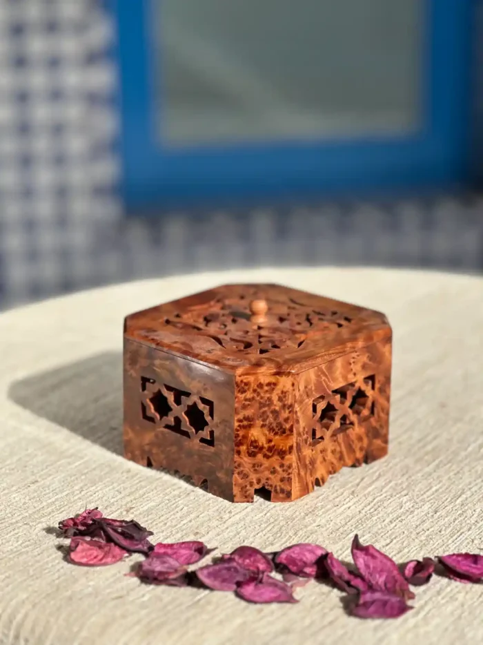Unique Moroccan Handmade Thuya Wooden jewelry Box ONE Level Storage