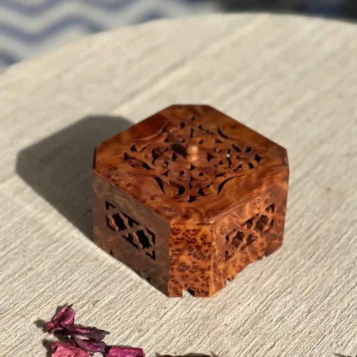 Unique Moroccan Handmade Thuya Wooden jewelry Box ONE Level Storage