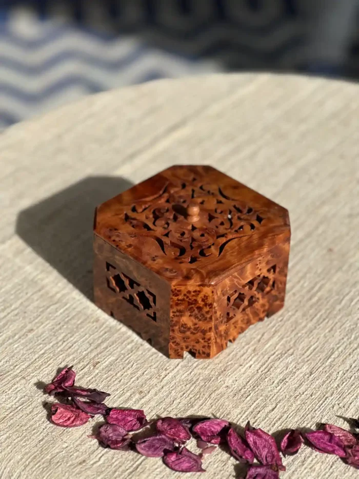Unique Moroccan Handmade Thuya Wooden jewelry Box ONE Level Storage - Image 3