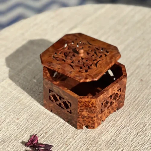 Unique Moroccan Handmade Thuya Wooden jewelry Box ONE Level Storage