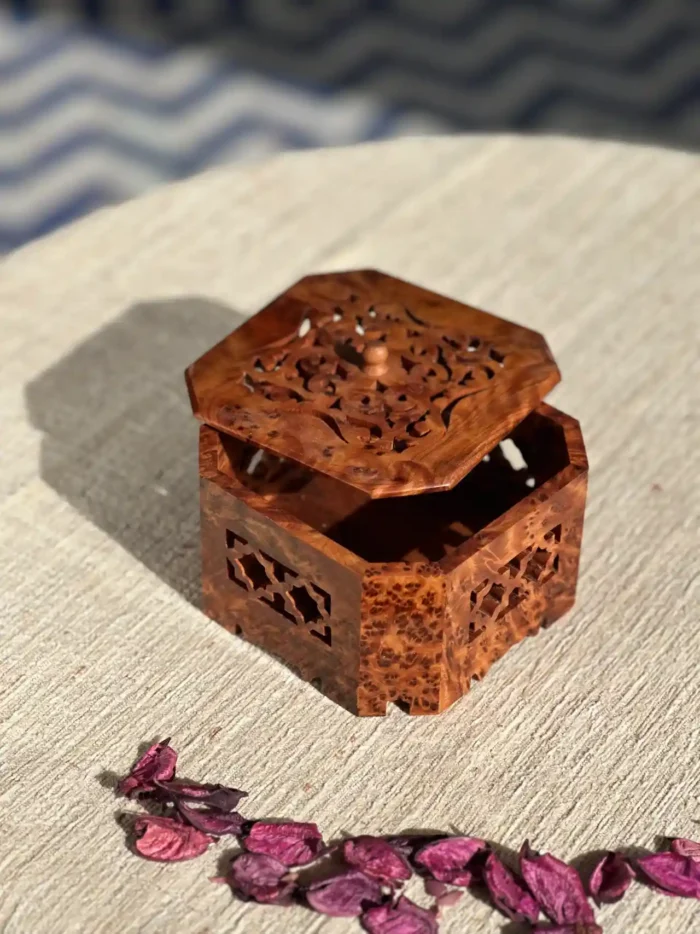 Unique Moroccan Handmade Thuya Wooden jewelry Box ONE Level Storage - Image 2