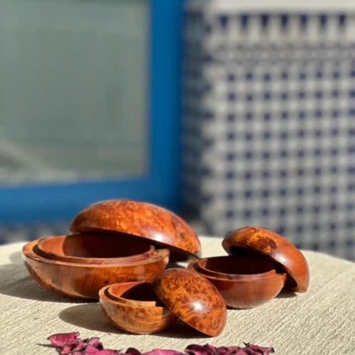 Three Handmade Thuya Burl Wood Boxes, Moroccan Pebble Boxes, Best Gifts, Jewelry Boxes, Trinket Boxes