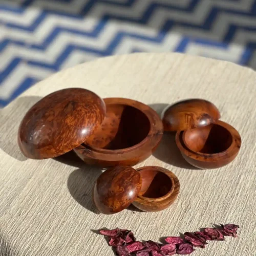 Three Handmade Thuya Burl Wood Boxes, Moroccan Pebble Boxes, Best Gifts, Jewelry Boxes, Trinket Boxes