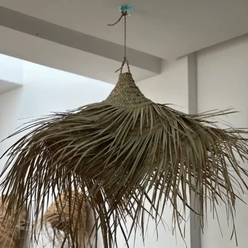🌿 Large Woven Straw Parasol Pendant – Handcrafted Openwork Light Fixture 💡