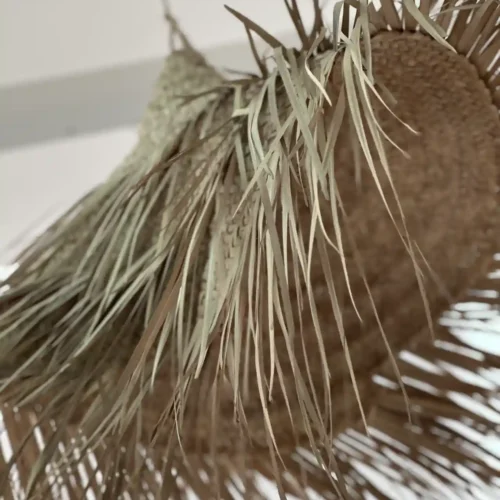 🌿 Large Woven Straw Parasol Pendant – Handcrafted Openwork Light Fixture 💡