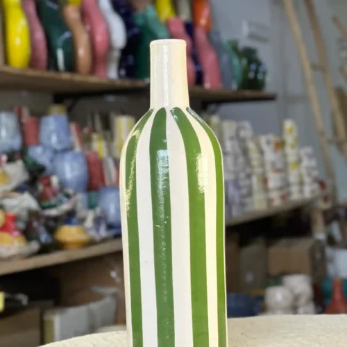 Vase en Céramique Fait Main – L’Élégance des Rayures Marinières