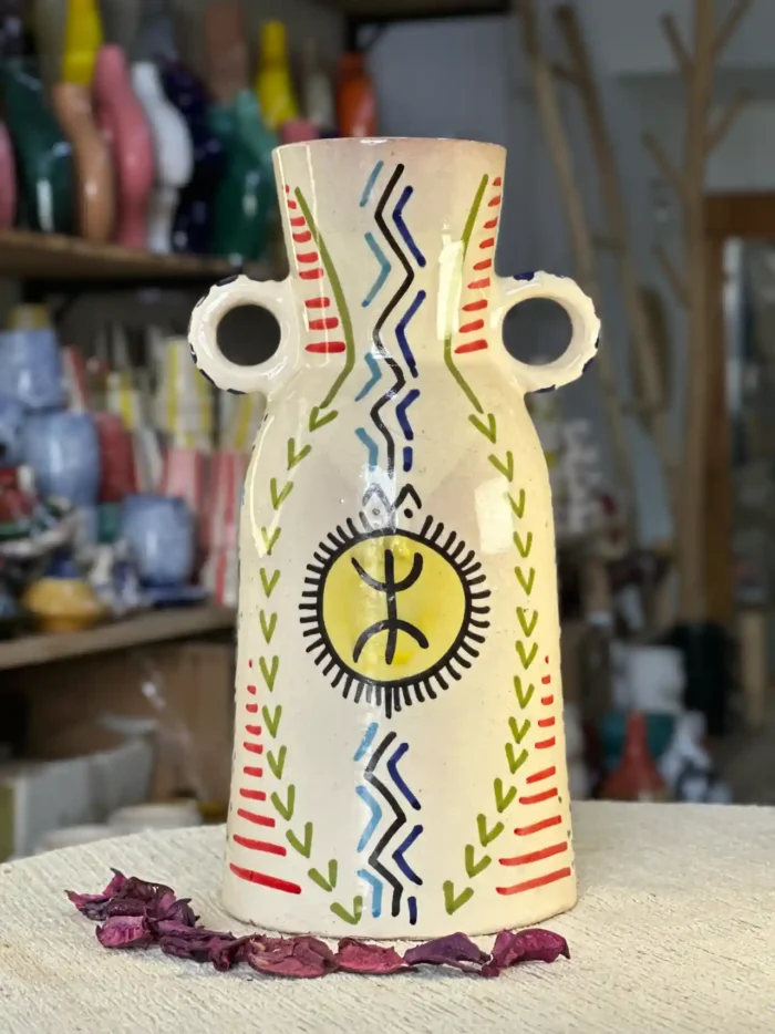 Handmade Ceramic Vase – Yellow Touch and Amazigh Inspiration