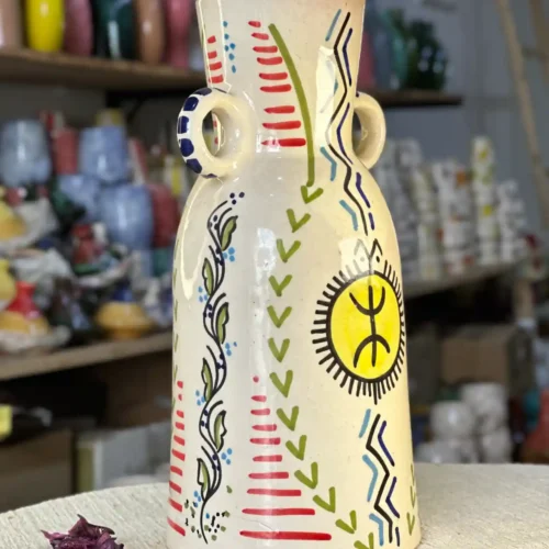 Handmade Ceramic Vase – Yellow Touch and Amazigh Inspiration