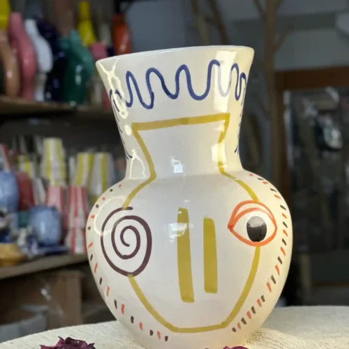 Large Flower Vase with Unique Touches – Swiri, Amazigh, and Eye 🌸✨