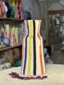 Handmade Ceramic Vase – Nautical Stripes Decoration
