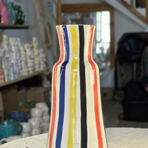 Handmade Ceramic Vase – Nautical Stripes Decoration