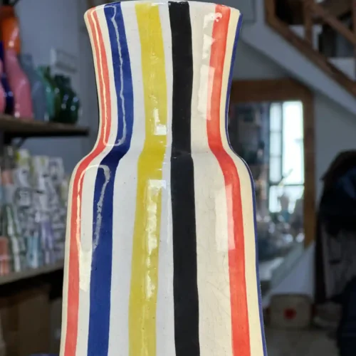 Handmade Ceramic Vase – Nautical Stripes Decoration