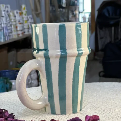 Striped Ceramic Mug – A Sensory Journey with Every Sip