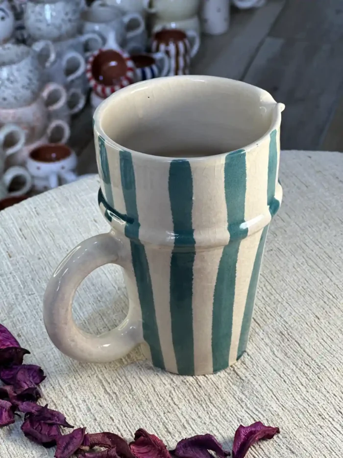 Striped Ceramic Mug – A Sensory Journey with Every Sip