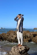 Traditional Moroccan Brown Djellaba – Comfort and Authenticity with a Touch of Blue and Black