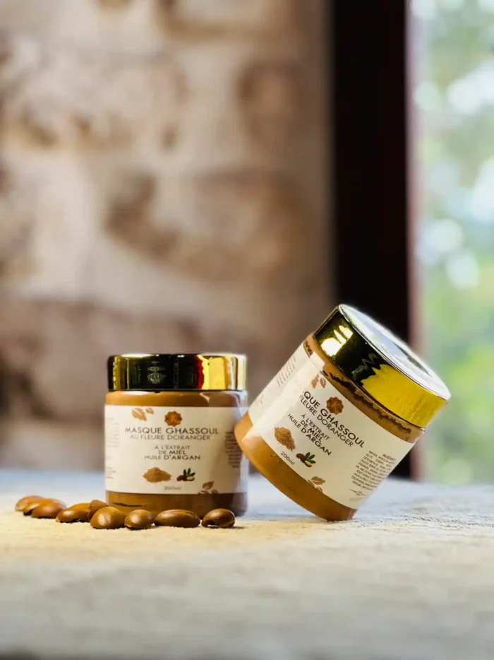 Ghassoul Mask with Orange Blossom, Honey Extract, and Argan Oil - Pack of 2